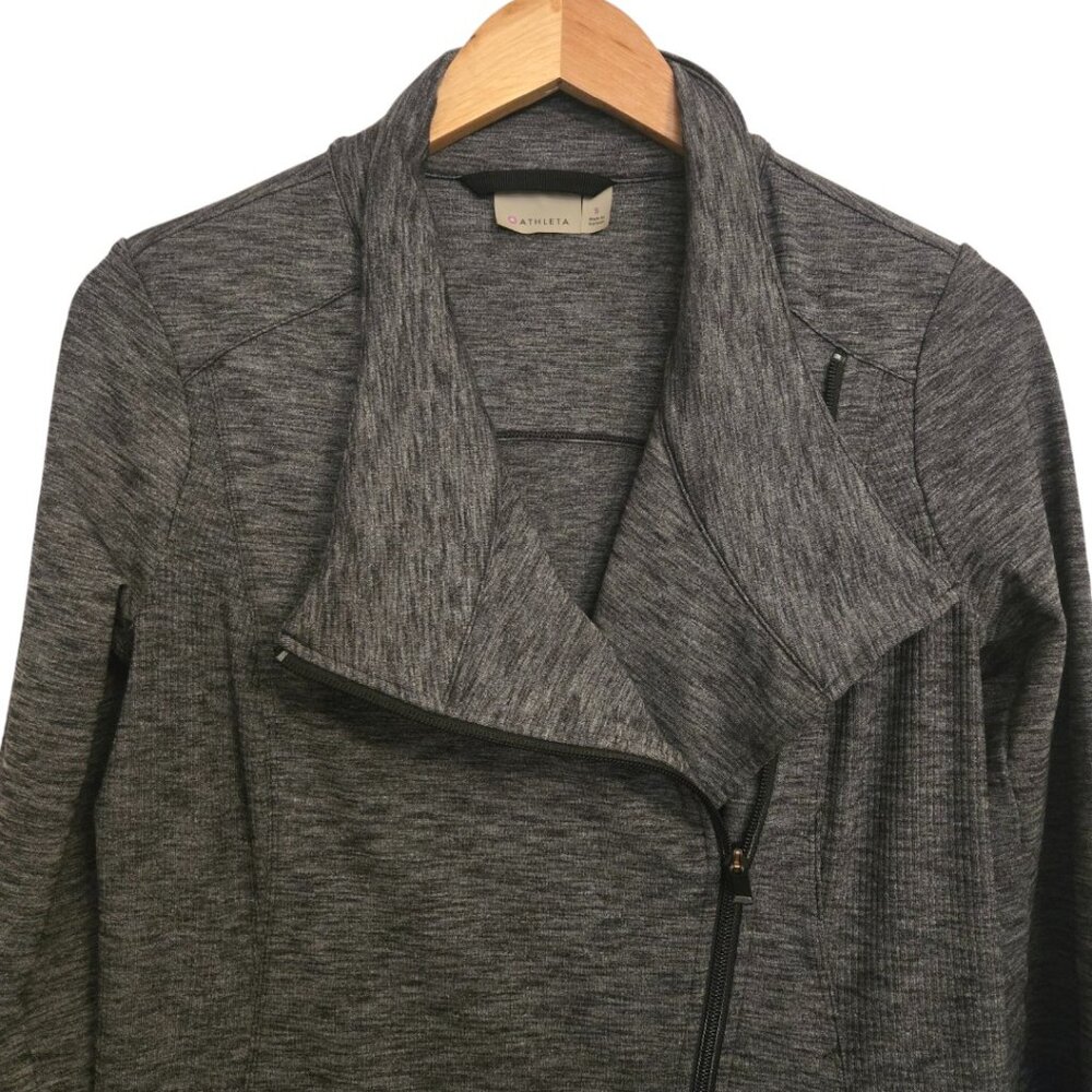 Athleta Gray Asymmetrical Zip Jacket Small Women’s Stretch Athletic Cardigan - Picture 3 of 6